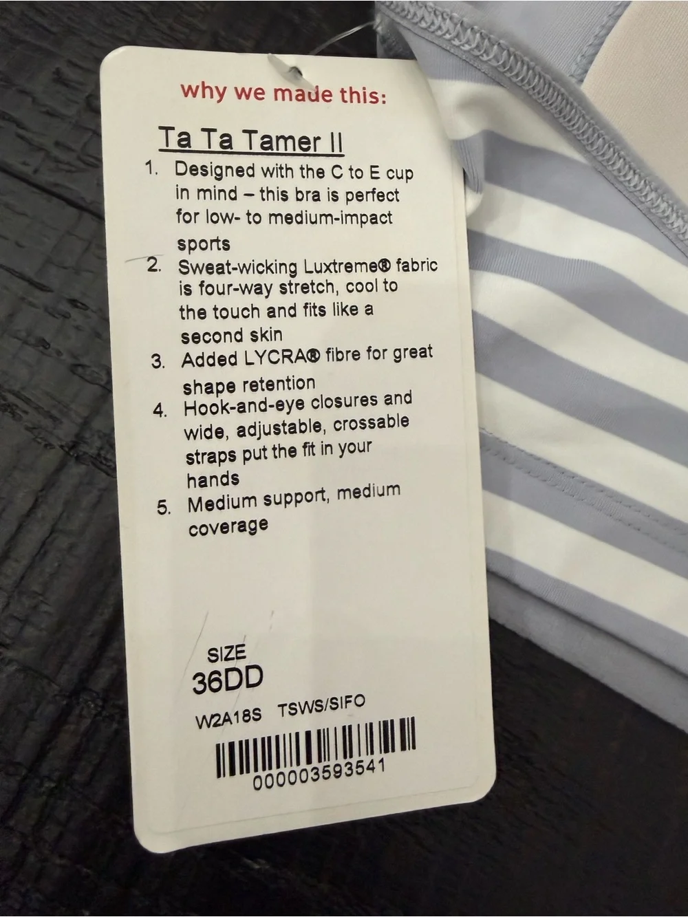 lululemon athletica Gray and White Striped Women's Supportive Sports Bra
